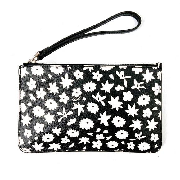 Coach Handbags - New Coach Black & White Floral Wristlet